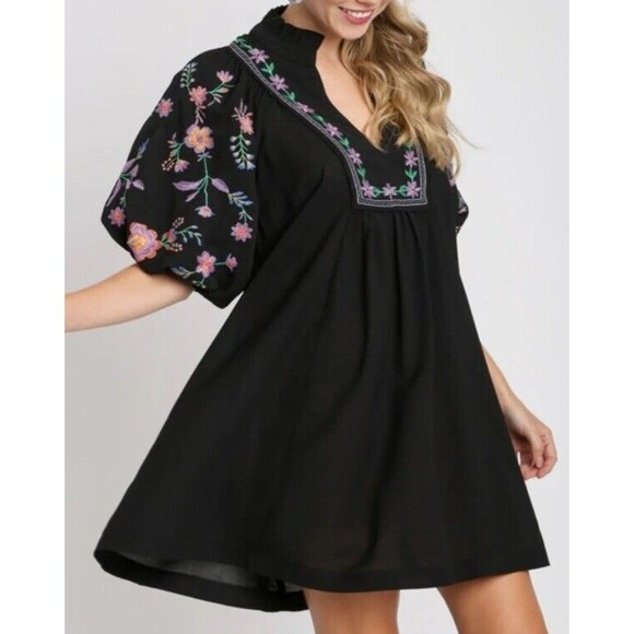Umgee Embroidered Dress Spring Floral Peasant Boho Flowy Womens Size Small - Picture 5 of 16